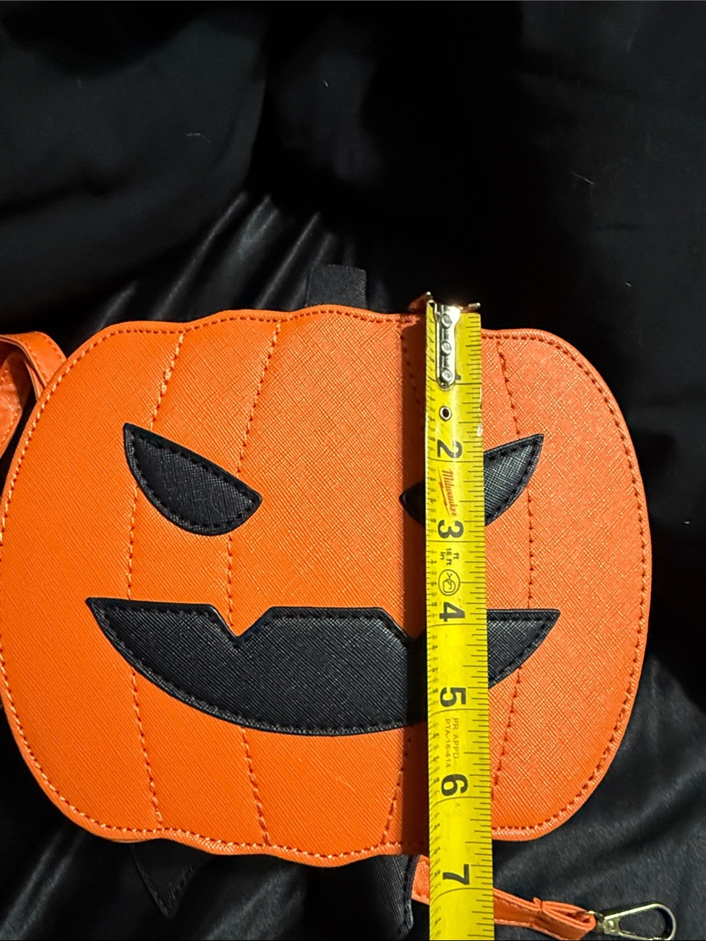 Orange Pumpkin Crossbody Bag with Jack-O'-Lantern Face - Picture 6 of 6